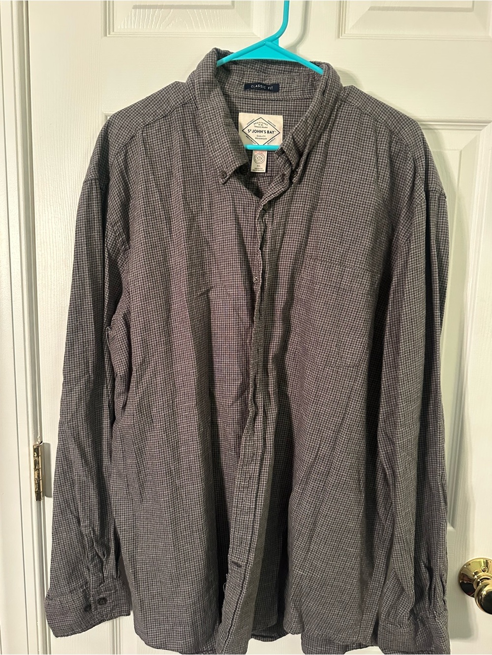 St. John's Bay Men's Gray Micro-Check Button-Down Shirt